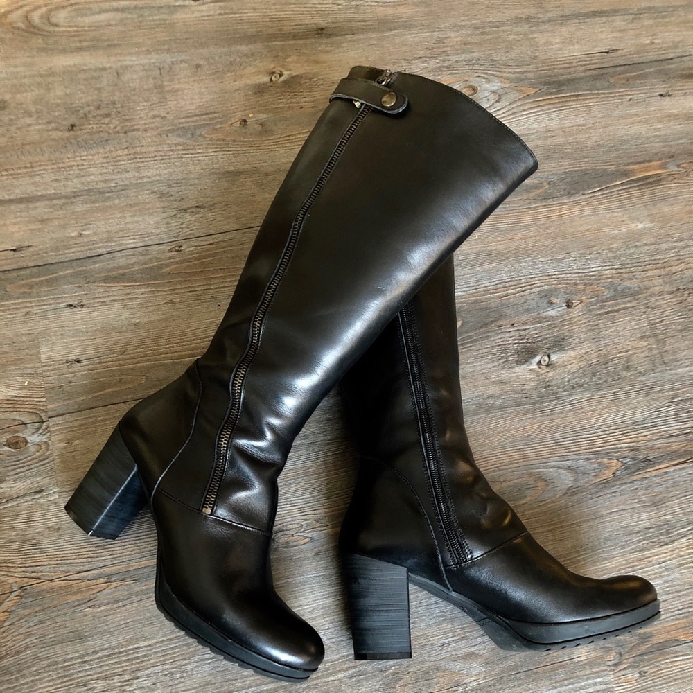 Tall Black Genuine Leather Boots by Eric Michael